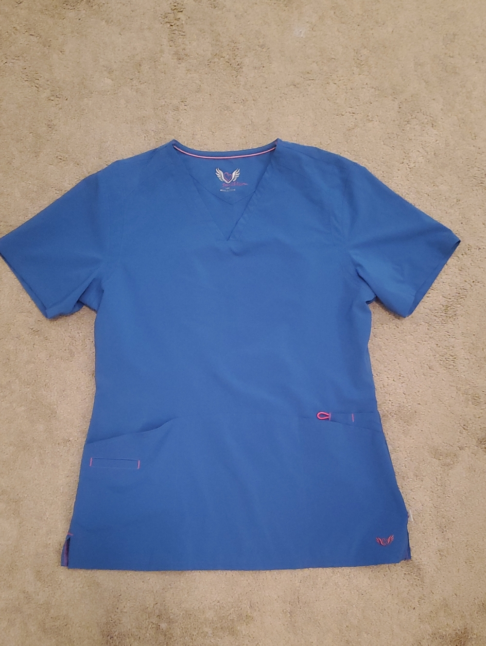 Smitten Short Sleeve V-Neck Scrub Top In Royal Blue